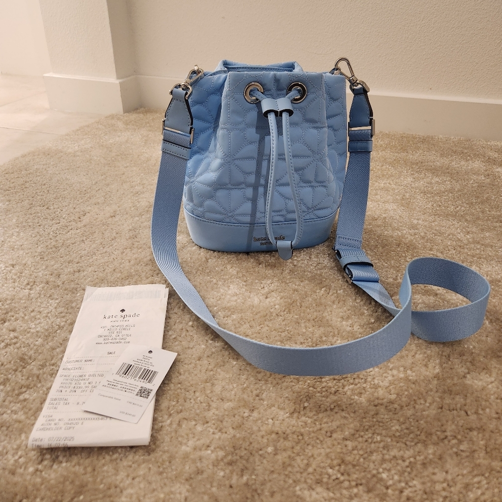 RARE Kate Spade Baby Blue Flower Small Bucket Bag WITH RECEIPT AND TAG